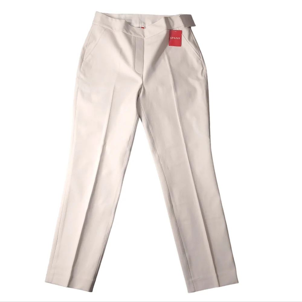 SPANX Women's Slim Straight Pants Classic White Size S Petite 20372Q Grey Lining - Picture 3 of 16